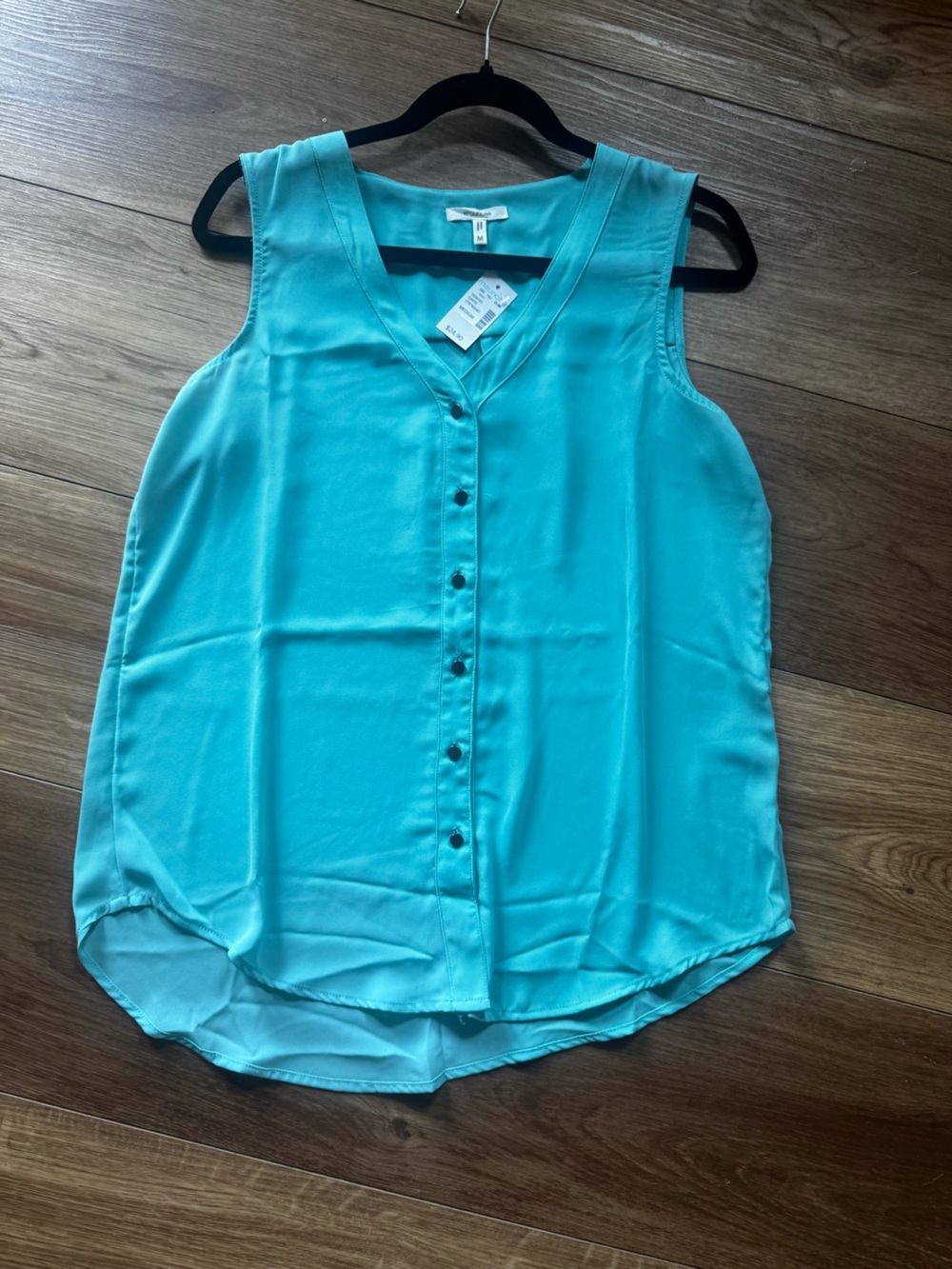 Maurices Teal Sleeveless Button-Front Shell Top